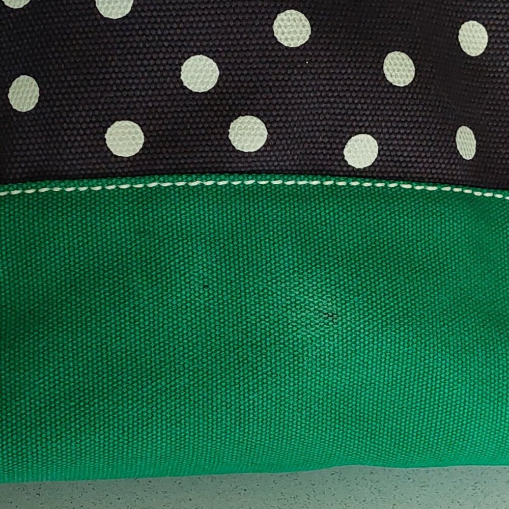 Lands End Navy Blue/Green White Polka Dot Medium Open Top Tote Bag - Picture 16 of 16